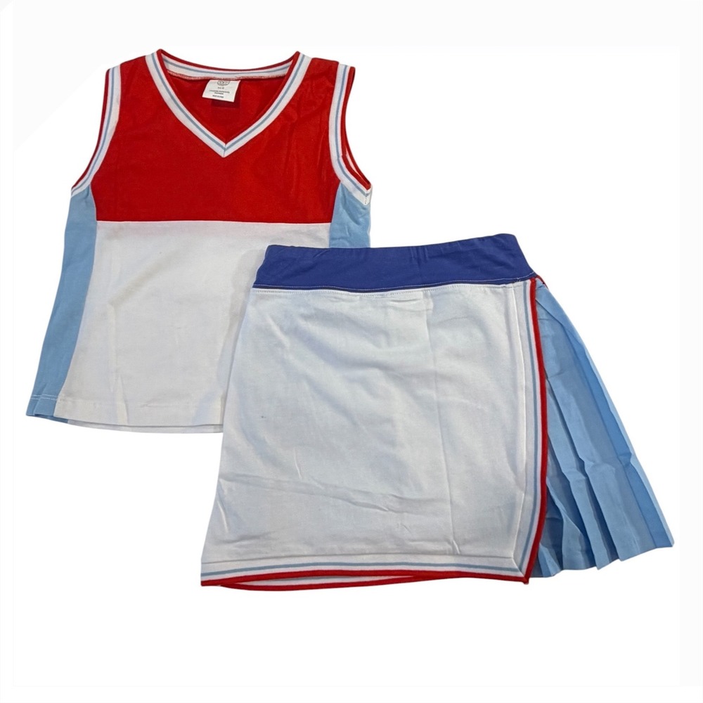 Street Tennis Club Skort Set Kids M/8 Red White Blue Sporty Tenniscore 2pc